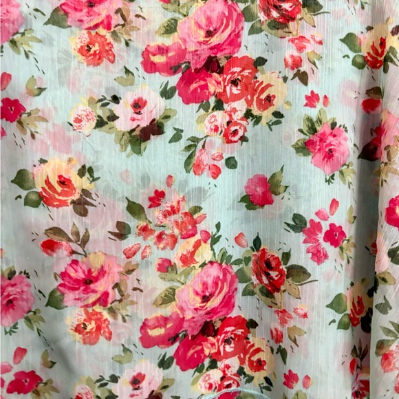 Floral Sleeveless Top - Pink and Green - Picture 3 of 6